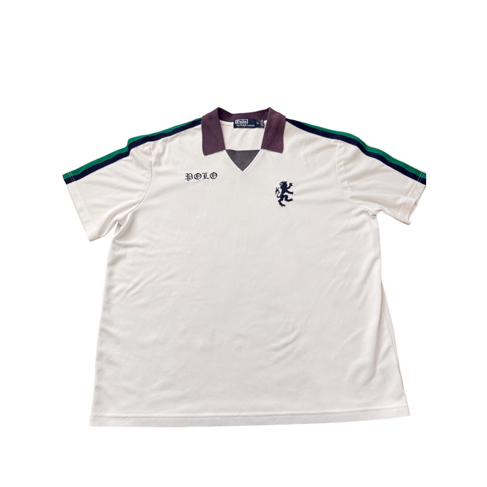 Vintage Polo Ralph Lauren Paris Soccer Jersey Shirt White Lion Crest XL SKU57